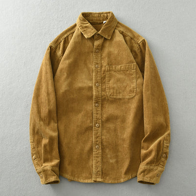 Camisa Casual de Pana Suelta Retro para Hombre