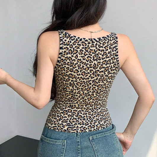 Chaleco Corto Estampado Leopardo para Verano - Versátil para Capas - Image 2