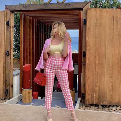 Pantalón Cuadrillé Cintura Alta para Mujer - Estilo Casual y Moderno - Image 4