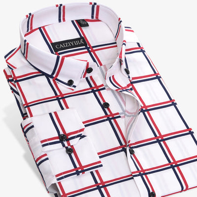 Camisa Casual de Manga Larga Cuadros Slim Fit Sin Planchado - Image 6