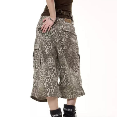 Shorts de Trabajo Estampado Leopardo Mujer - Verano Suelto y Estilizador - Image 5