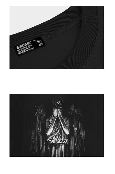 Camiseta Suelta con Estampado de Ángel - Algodón 100% Cuello Redondo - Image 7