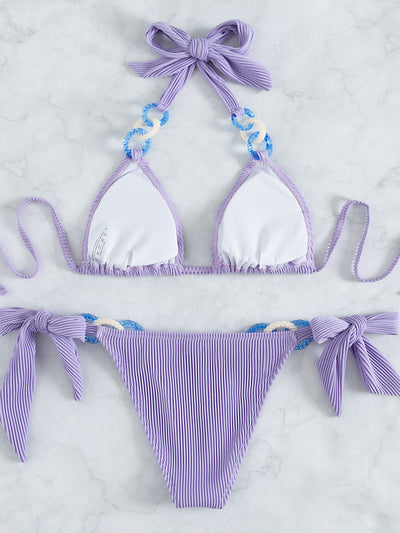 Bikini Halter con Amarre Lateral - Diseño Sólido para Playa - Image 12