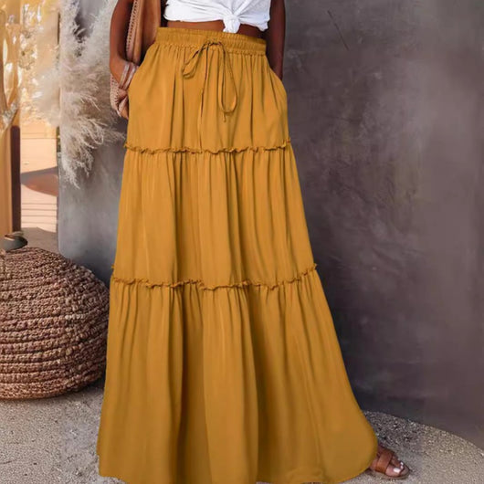 Vestido Maxi Plisado de Cintura Alta Elástica para Mujer - Image 20