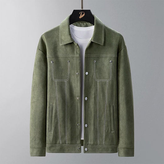 Chaqueta de Trabajo Primavera-Verano en Tela Tipo Ante para Hombre - Image 4