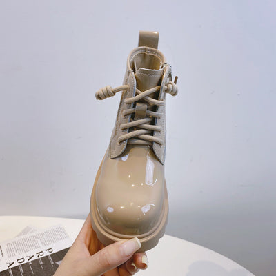Botas de Cuero Brillante para Niñas - Caña Media Primavera Otoño - Image 2