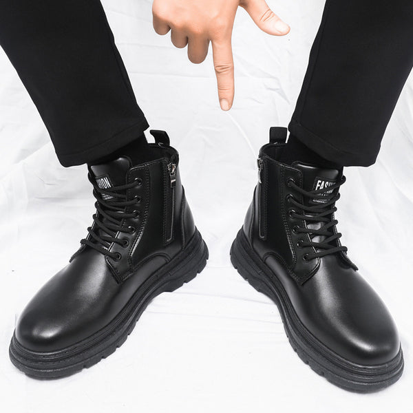 Botas Martin Negras Estilo Británico para Hombre - Botas de Trabajo Duraderas