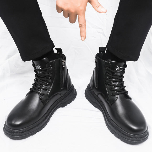 Botas Martin Negras Estilo Británico para Hombre - Botas de Trabajo Duraderas