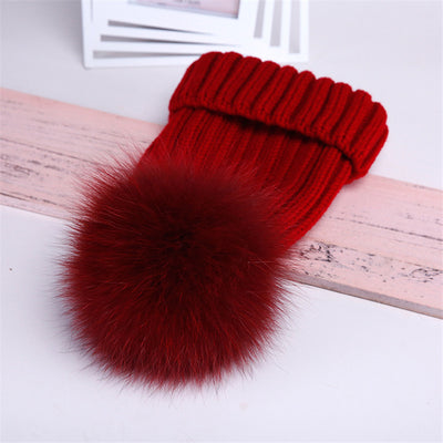 Gorro de Lana con Pompón de Piel Real de Mapache y Zorro - Image 20