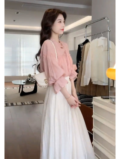 Traje Elegante Antiedad Socialite Kafuu - Falda y Blusa - Image 6