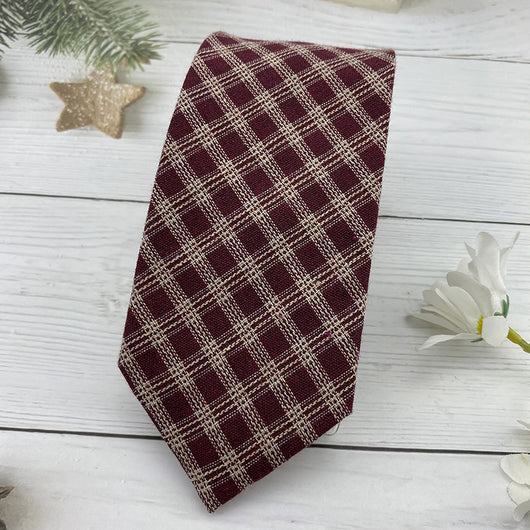 Corbata Escolar Británica de Invierno - Algodón Lino a Rayas Marrón con Cuadros - Image 8