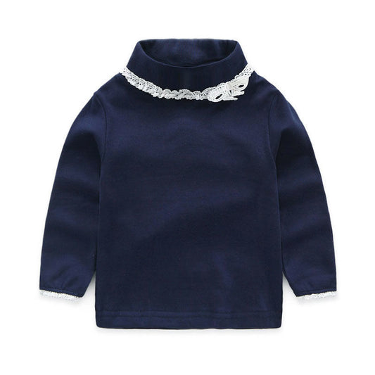 Blusa Infantil Estilo Coreano con Lazo y Encaje - Image 2