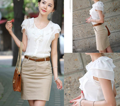Blusa Blanca con Volantes en las Mangas para Mujer - Image 4