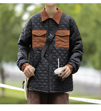 Abrigo Acolchado de Algodón con Cuello Estilo Lattice Diamante - Image 10