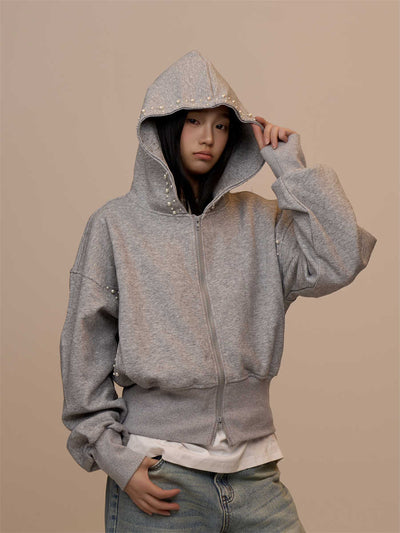 Cardigan Gris con Capucha y Doble Cierre - Image 7