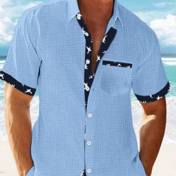 Camisa de Manga Corta Estampado Coco - Diseño Tropical
