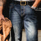 Pantalones Vaqueros Rectos Vintage Lavados para Hombre