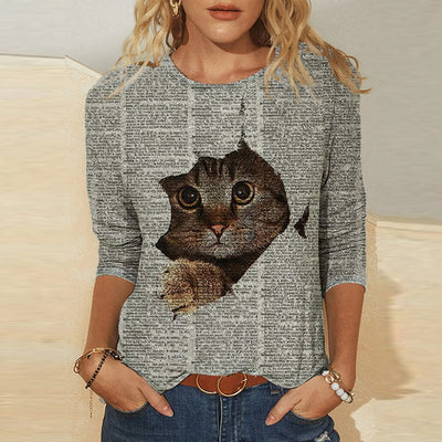 Playera Manga Larga Estampada Cuello Redondo para Mujer - Image 10