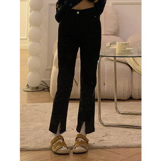 Jeans Negros con Cortes Laterales - Cintura Alta Ajustado Rotos - Image 5
