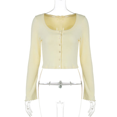 Cardigan Corto Casual de Botones - Blusa Manga Larga Versátil - Image 5