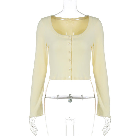 Cardigan Corto Casual de Botones - Blusa Manga Larga Versátil - Image 5