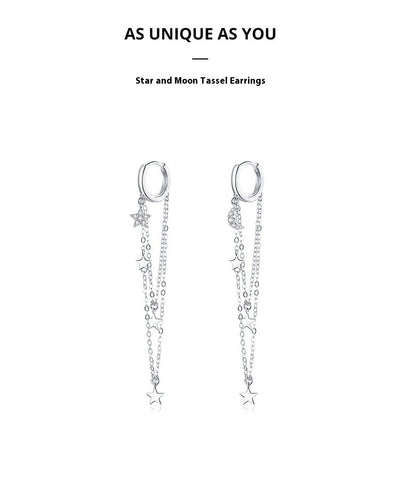 Aretes de Plata Esterlina 925 con Estrella, Luna y Borla - Image 8
