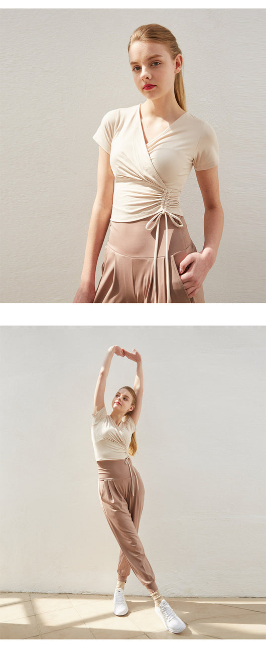 Conjunto Deportivo Yoga Verano con Escote V y Cintura Cruzada Reductora - Image 12