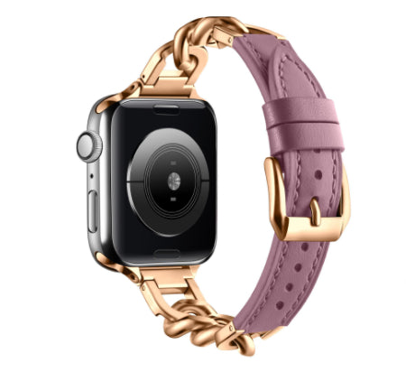Correa Apple Watch Cuero y Acero Inoxidable con Cadena Denim - Image 31