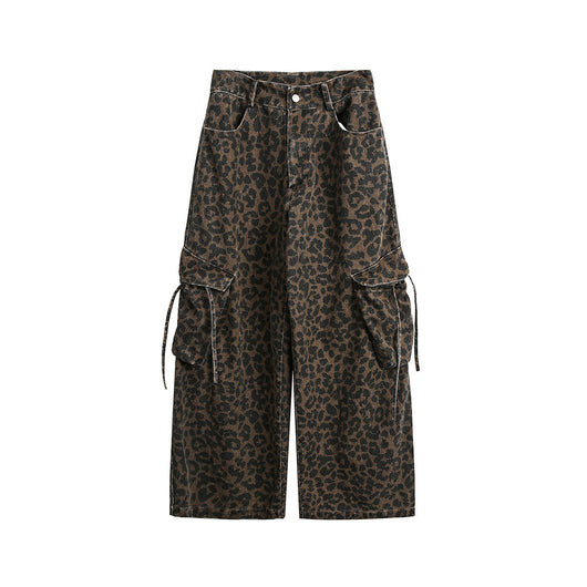 Pantalones Vintage Estampado Leopardo Cintura Alta con Bolsillos Grandes - Image 6