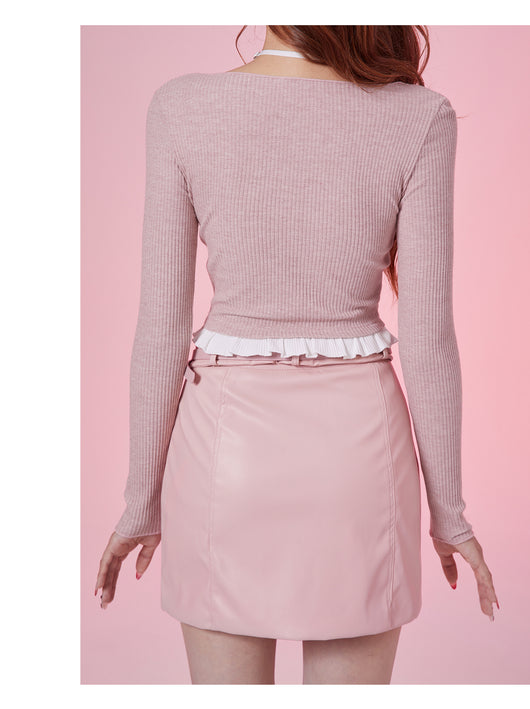 Blusa de Encaje Tejido con Efecto Dos Piezas - Image 4