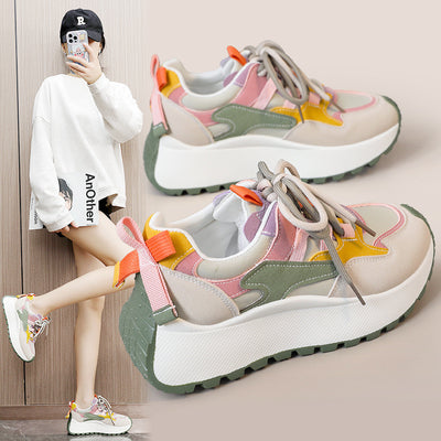 Tenis Dad Shoes Mujer Verano Otoño con Plataforma y Detalles en Contraste