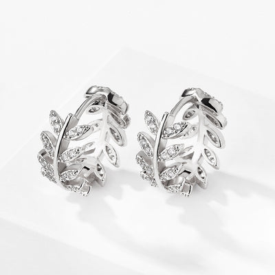 Aretes Diseño Coreano con Zirconia Incrustada - Forma de Hoja Elegante - Image 4