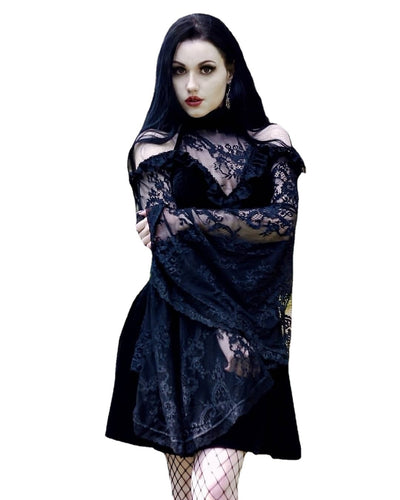 Vestido de Encaje Gótico con Paneles Oscuros - Image 10
