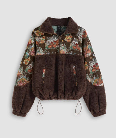 Sudadera con Capucha y Cuello Solapa Estampado Gato Floral para Mujer - Image 4