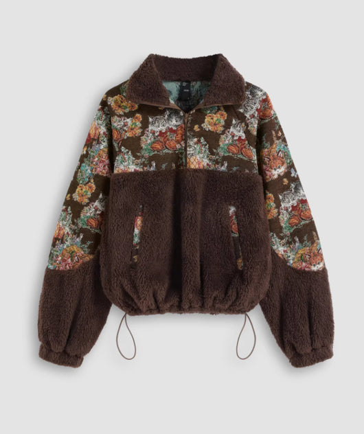 Sudadera con Capucha y Cuello Solapa Estampado Gato Floral para Mujer - Image 4