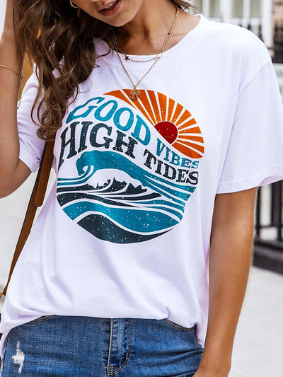 Playera Estampada Cuello Redondo Manga Corta para Mujer