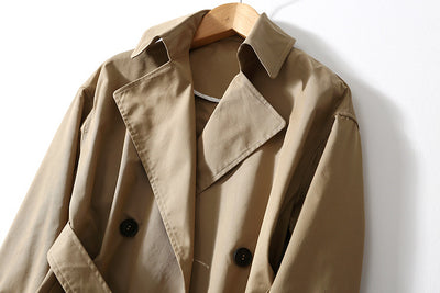 Chaqueta Cortavientos Larga Mujer con Cinturón - Abrigo Elegante Hasta la Rodilla - Image 3