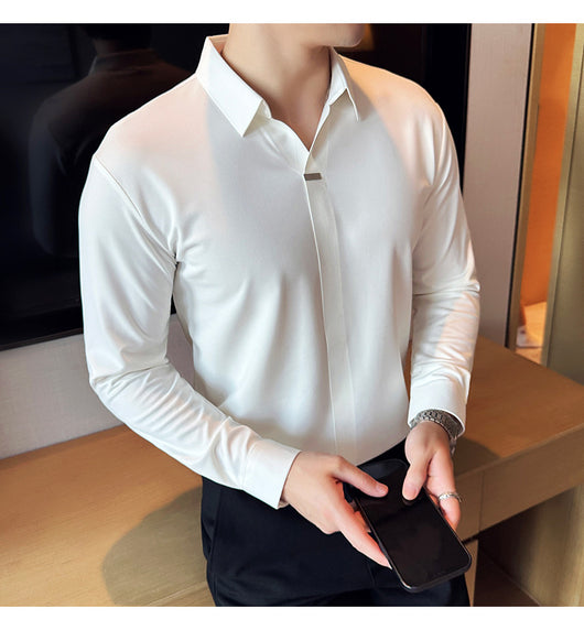 Camisa Manga Larga Cuello V sin Planchado - Image 27