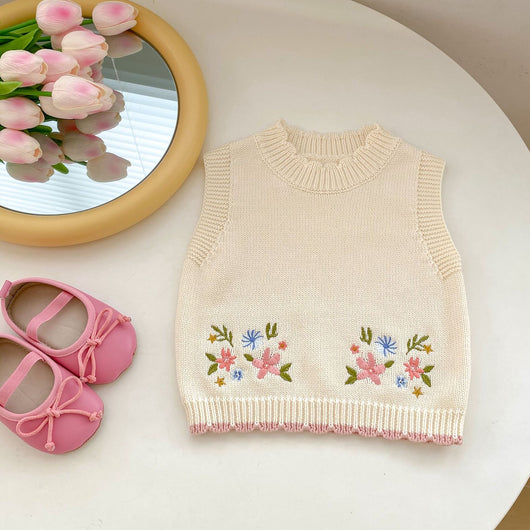Chaleco Infantil de Cuello Redondo con Bordado Otoñal - Image 14