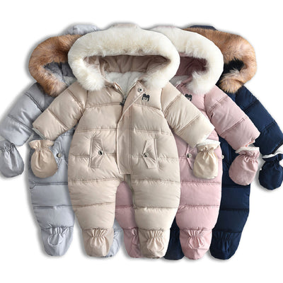 Mameluco Bebé con Capucha y Forro Polar Grueso - Image 2