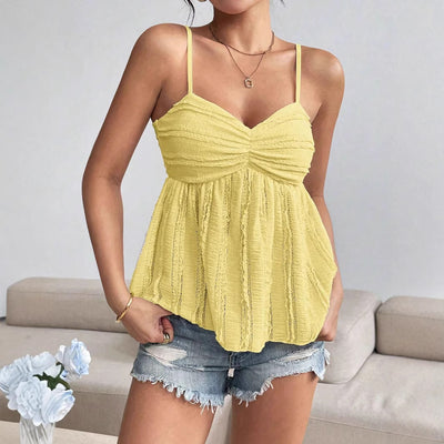 Blusa Casual Elegante de Chifón con Encaje y Tirantes Finos - Image 2