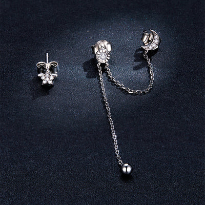 Aretes de Plata 925 Estrella y Luna con Borla Larga - Image 12