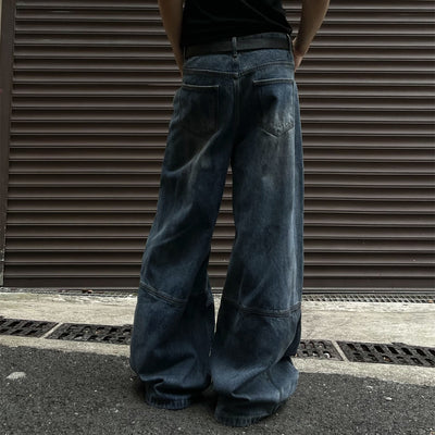 Pantalones Vaqueros Deconstructidos con Empalme A-line para Hombre - Image 2