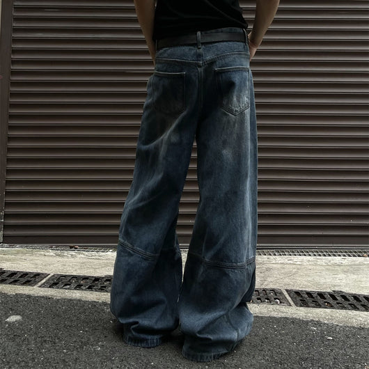 Pantalones Vaqueros Deconstructidos con Empalme A-line para Hombre - Image 2