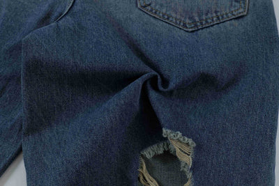 Shorts Vaquero Recto Desgastado con Roturas Retro para Hombre - Image 15