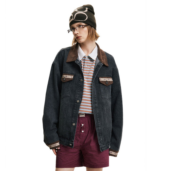 Chaqueta Denim Punk Oversized con Desgastes