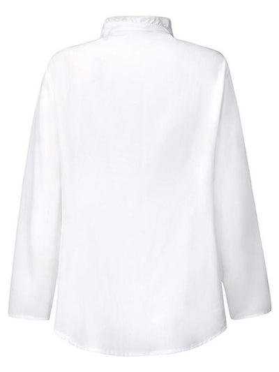 Blusa Clásica de Botones con Volantes y Colores Sólidos - Image 10