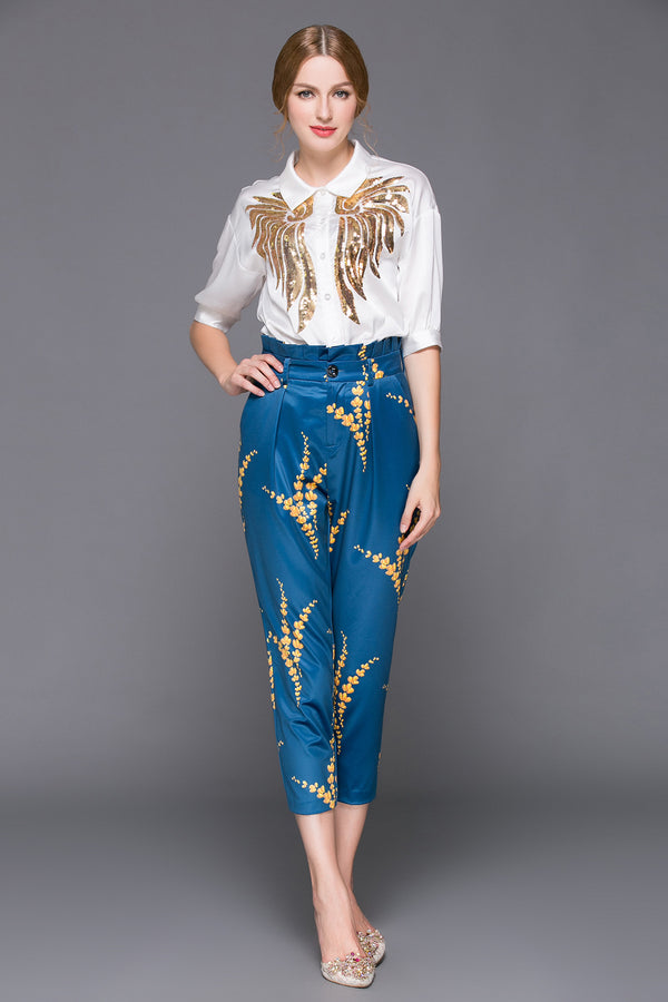 Conjunto de Camisa y Pantalón Bordado