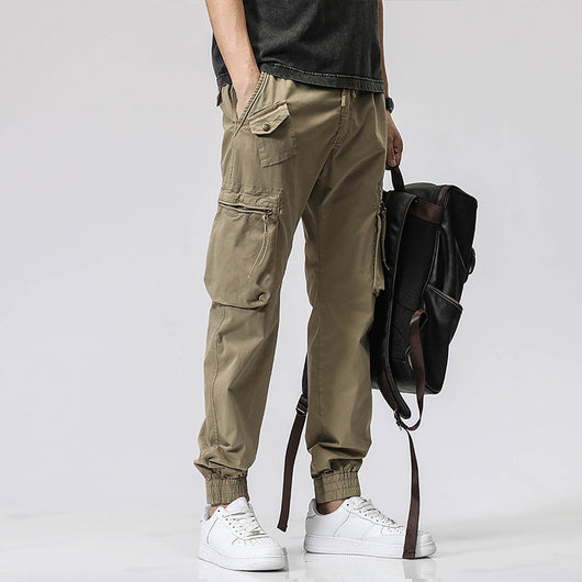 Pantalones de Trabajo Casual Cintura Elástica Hombre Algodón Puro Bolsillos Múltiples - Image 3