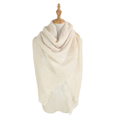 Chal Cuadrado de Colores Sólidos con Pashmina Larga - Image 3